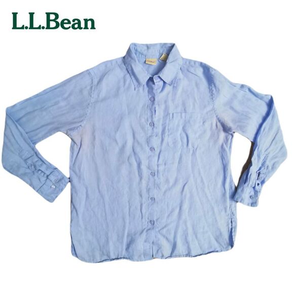 L.L. Bean Tops - Women's LL Bean 100% Linen Shirt Coverup | Color: Blue | Size: M